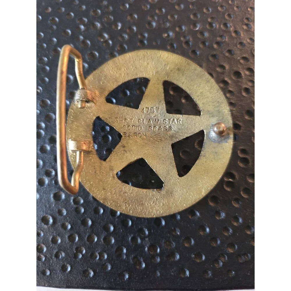 Vintage Solid Brass 5 Star Western Americana Belt Buckle ⭐️